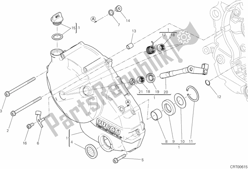 Tutte le parti per il Coperchio Frizione del Ducati Hypermotard SP USA 821 2013